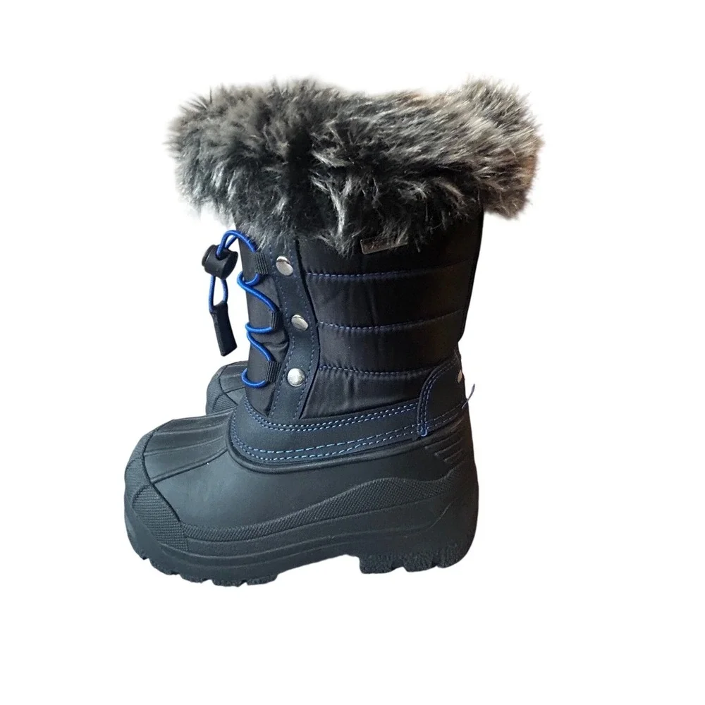 Dream Pairs Kids Winter Snow Boots Fur Trimmed Waterproof‎ Blue Laces Size 9